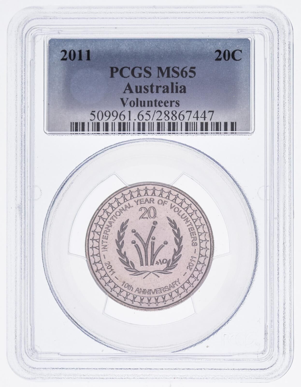 2011 Twenty Cent 20c Volunteers Australia PCGS MS65 GEM UNC #3633
