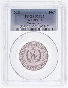 2011 Twenty Cent 20c Volunteers Australia PCGS MS65 GEM UNC #3633