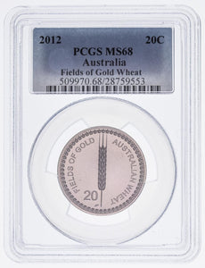 2012 Twenty Cent 20c Fields Of Gold Wheat Australia PCGS MS68 FDC GEM UNC #3637