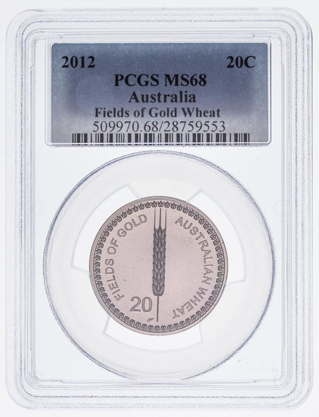 2012 Twenty Cent 20c Fields Of Gold Wheat Australia PCGS MS68 FDC GEM UNC #3637