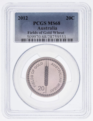 2012 Twenty Cent 20c Fields Of Gold Wheat Australia PCGS MS68 FDC GEM UNC #3637