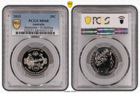 2013 Twenty Cent 20c Banknotes 10 Shilling Australia PCGS MS68 FDC GEM UNC #3639