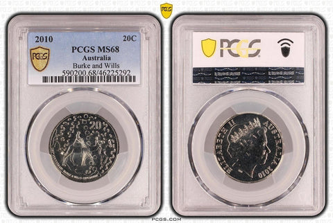 2010 Twenty Cent 20c Burke And Wills Australia PCGS MS68 FDC GEM UNC #3632