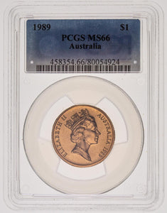 1989 One Dollar $1 Australia PCGS MS66 GEM UNC #3653