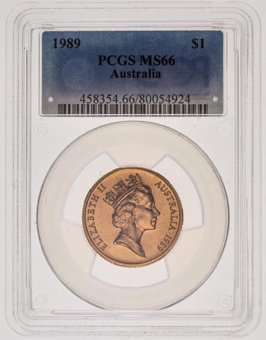 1989 One Dollar $1 Australia PCGS MS66 GEM UNC #3653