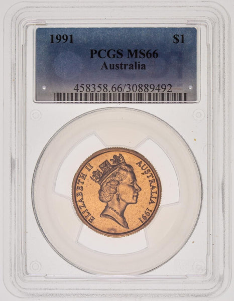 1991 One Dollar $1 Australia PCGS MS66 GEM UNC #3657