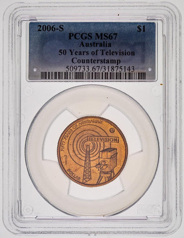 2006 S One Dollar $1 50 Years Of Television PCGS MS67 FDC GEM UNC #3668