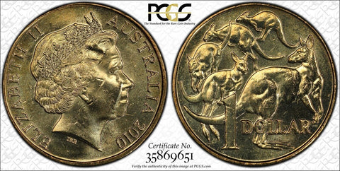 2010 One Dollar $1 Australia PCGS MS65 GEM UNC #3672