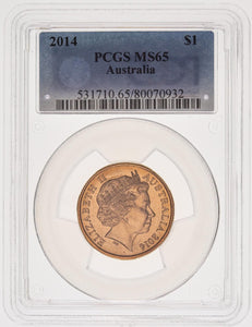 2014 One Dollar $1 Australia PCGS MS65 GEM UNC #3676