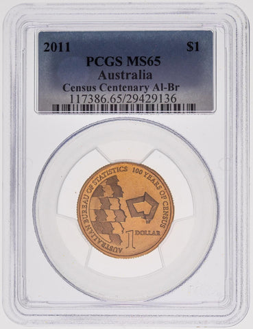 2011 One Dollar $1 Census Centenary Australia PCGS MS65 GEM UNC #3674