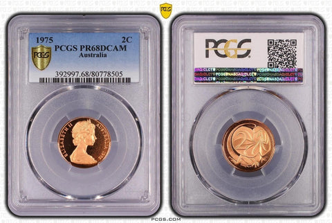 1975 Proof Two Cent 2c Australia PCGS PR68DCAM FDC UNC #3681