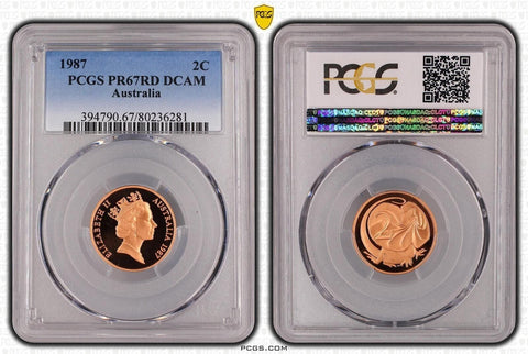 1987 Proof Two Cent 2c Australia PCGS PR67RD DCAM FDC UNC #3687
