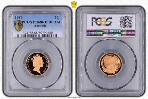 1986 Proof Two Cent 2c Australia PCGS PR68RD DCAM FDC UNC #3686