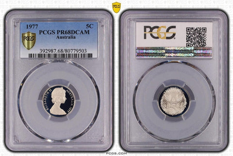 1977 Proof Five Cent 5c Australia PCGS PR68DCAM FDC UNC #3688