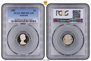 1982 Proof Five Cent 5c Australia PCGS PR67DCAM FDC UNC #3694