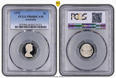 1978 Proof Five Cent 5c Australia PCGS PR68DCAM FDC UNC #3690