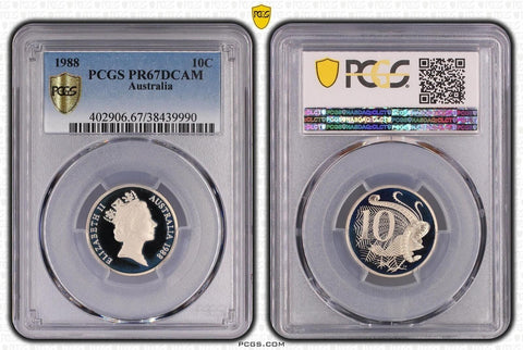 1988 Proof Ten Cent 10c Australia PCGS PR67DCAM FDC UNC #3697
