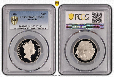 1989 Proof Twenty Cent 20c Australia PCGS PR68DCAM FDC UNC #3703