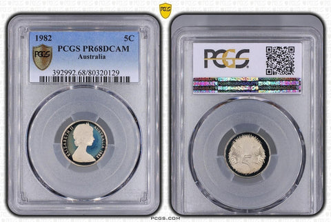 1982 Proof Five Cent 5c Australia PCGS PR68DCAM FDC UNC #3695