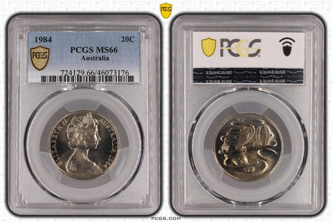 1984 Twenty Cent 20c Australia PCGS MS66 GEM UNC #3754
