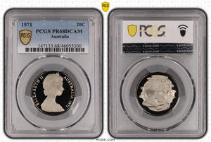 1971 Proof Twenty Cent 20c Australia PCGS PR68DCAM FDC UNC #3752
