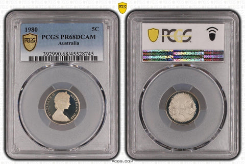 1980 Proof Five Cent 5c Australia PCGS PR68DCAM FDC UNC #3757