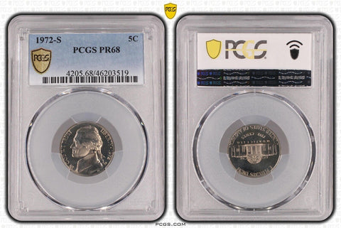 USA 1972 S Proof Nickel Five Cent 5c PCGS PR68 FDC UNC #3759