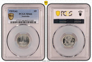 1962 M Sixpence 6d Australia PCGS MS66 GEM UNC #3765