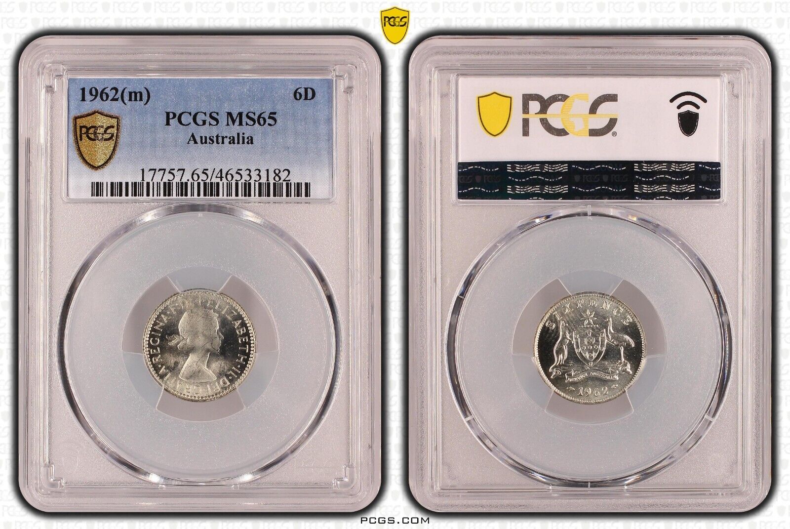 1962 M Sixpence 6d Australia PCGS MS65 GEM UNC #3766