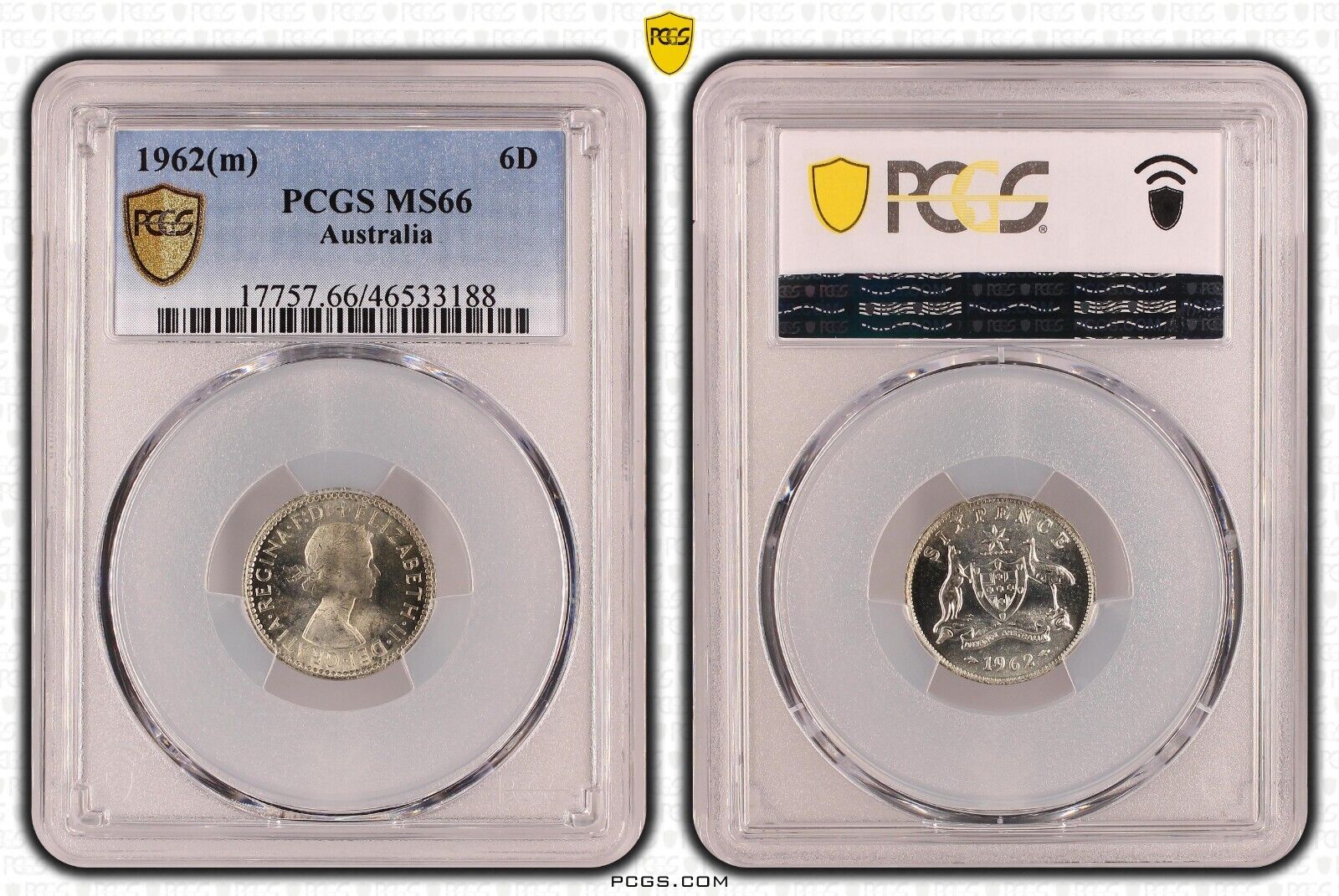 1962 M Sixpence 6d Australia PCGS MS66 GEM UNC #3764