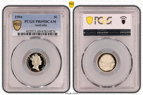1994 Proof Five Cent 5c Australia PCGS PR69DCAM FDC UNC #3776