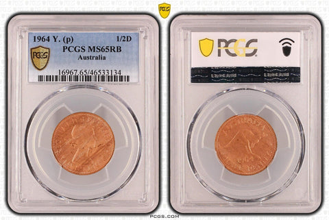 1964 Y. (p) Half Penny 1/2d Australia PCGS MS65RB GEM UNC #3784