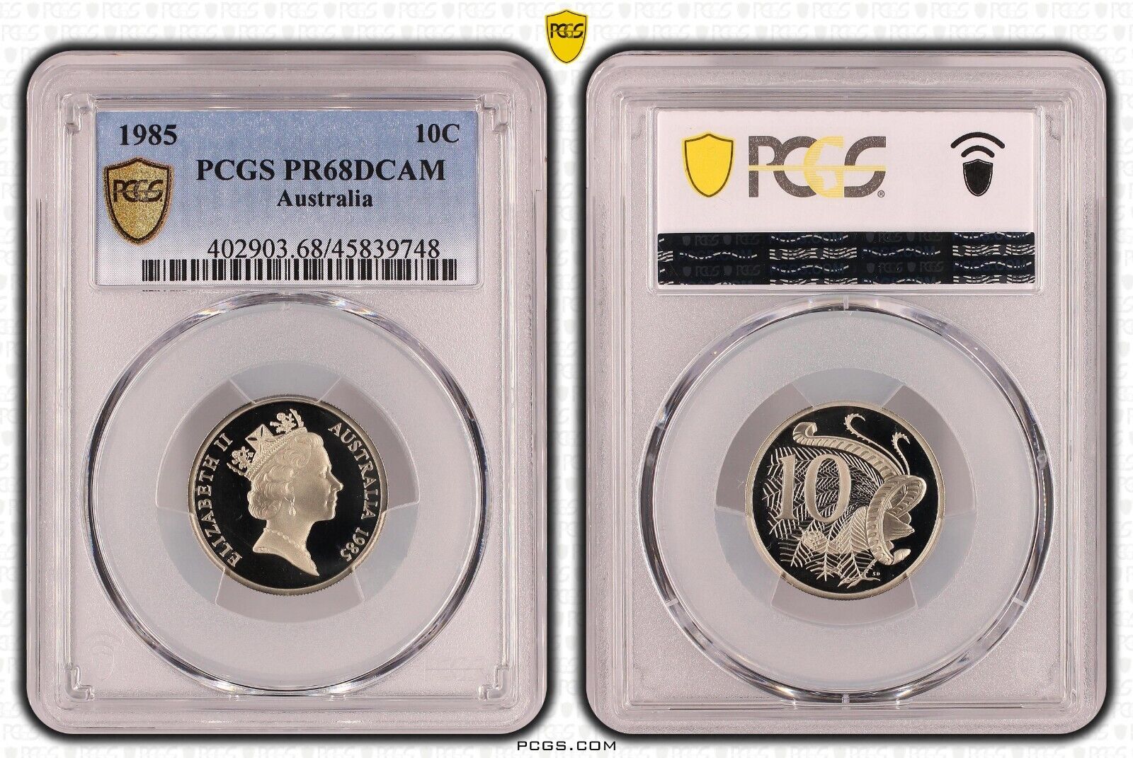 1985 Proof Ten Cent 10c Australia PCGS PR68DCAM FDC UNC #3790