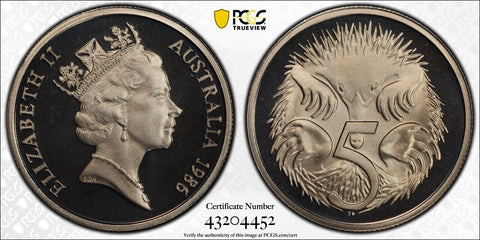 1986 Proof Five Cent 5c Australia PCGS PR69DCAM FDC UNC #3788