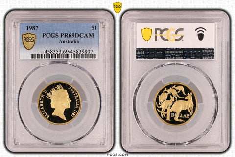1987 Proof One Dollar $1 Australia PCGS PR69DCAM FDC UNC #3787