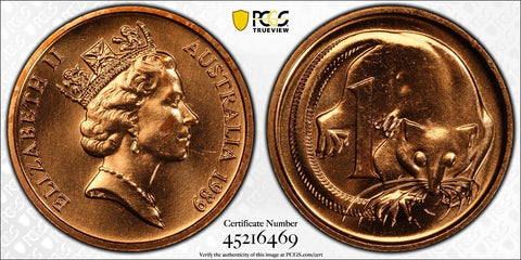 1989 One Cent 1c Australia PCGS MS64RD GEM UNC #3794