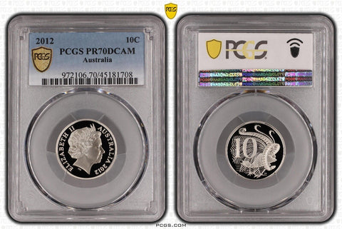 2012 Proof Ten Cent 10c Australia PCGS PR70DCAM FDC UNC #3793