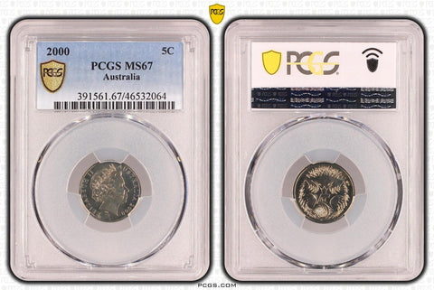2000 Five Cent 5c Australia PCGS MS67 FDC GEM UNC #3797