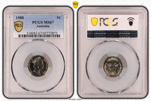 1988 Five Cent 5c Australia PCGS MS67 FDC GEM UNC #3800