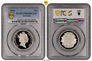 1993 Proof Twenty Cent 20c Australia PCGS PR69DCAM FDC UNC #3802