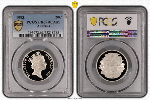 1993 Proof Twenty Cent 20c Australia PCGS PR69DCAM FDC UNC #3802