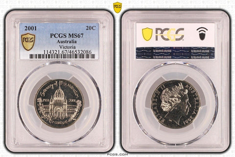 2001 Twenty Cent 20c Victoria Australia PCGS MS67 FDC GEM UNC #3804