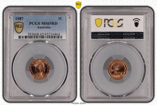 1987 One Cent 1c Australia PCGS MS65RD GEM UNC #3801