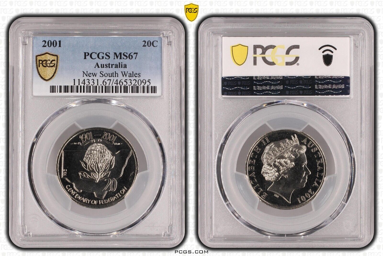 2001 Twenty Cent 20c New South Wales Australia PCGS MS67 FDC GEM UNC #3810