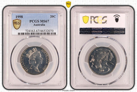 1998 Twenty Cent 20c Australia PCGS MS67 FDC GEM UNC #3813