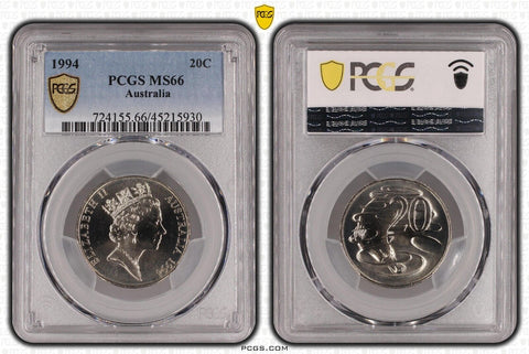 1994 Twenty Cent 20c Australia PCGS MS66 GEM UNC #3814