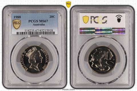 1988 Twenty Cent 20c Australia PCGS MS67 FDC GEM UNC #3816