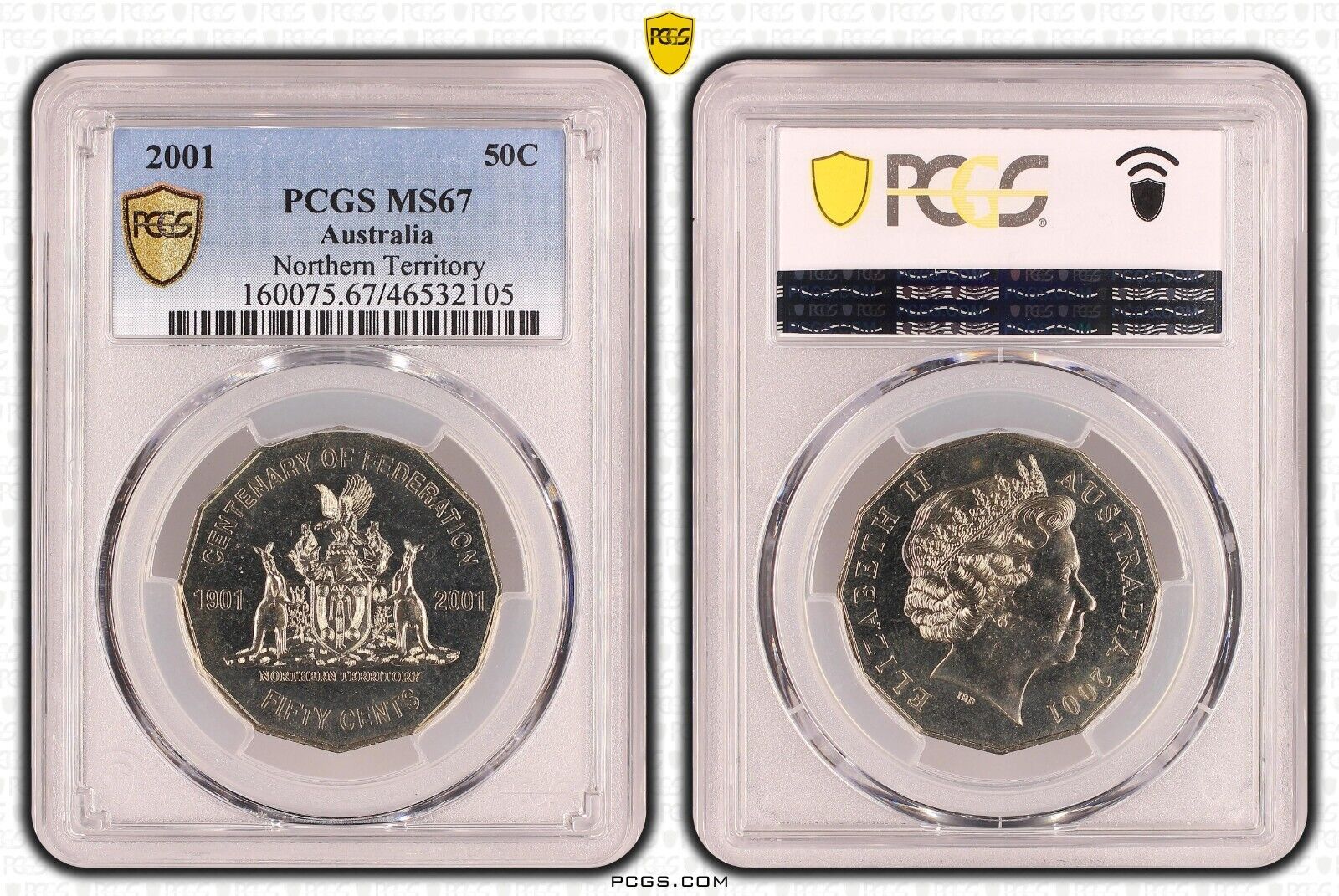2001 Fifty Cent 50c Northern Territory Australia PCGS MS67 FDC GEM UNC #3823