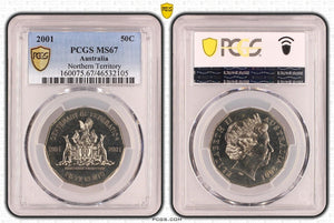 2001 Fifty Cent 50c Northern Territory Australia PCGS MS67 FDC GEM UNC #3823