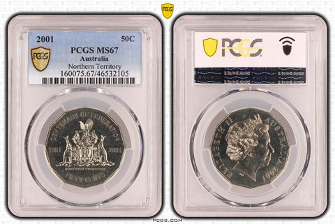 2001 Fifty Cent 50c Northern Territory Australia PCGS MS67 FDC GEM UNC #3823